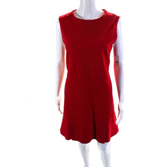 Ellelauri Women's Round Neck Sleeveless Tiered Mini Dress Red Size L - Picture 1 of 6